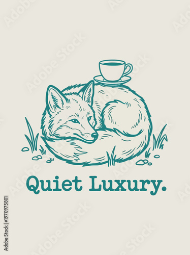 Sleeping Fox Curled Up Tired Animal.