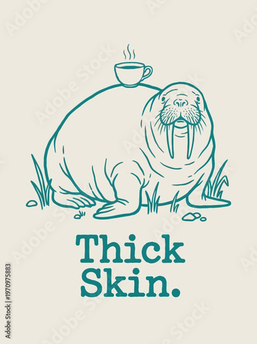 Walrus with cup on back.