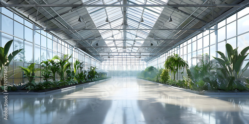Bright Spacious Greenhouse with Lush Plants
