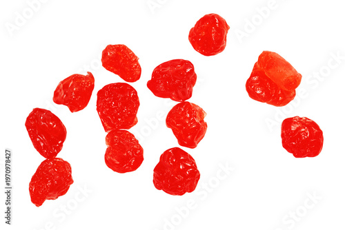 Red dried cranberries, glossy and textured