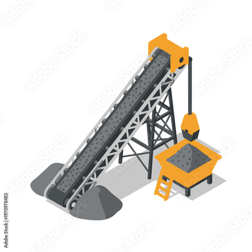 Industrial conveyor belt system for material transport and processing.