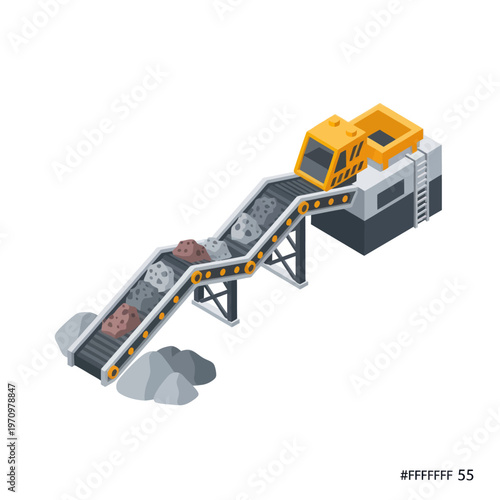 Isometric Conveyor Belt System for Mining and Construction Industry.