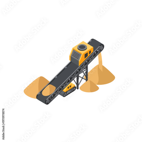 Isometric Conveyor Belt System for Sand and Gravel Mining Operations.