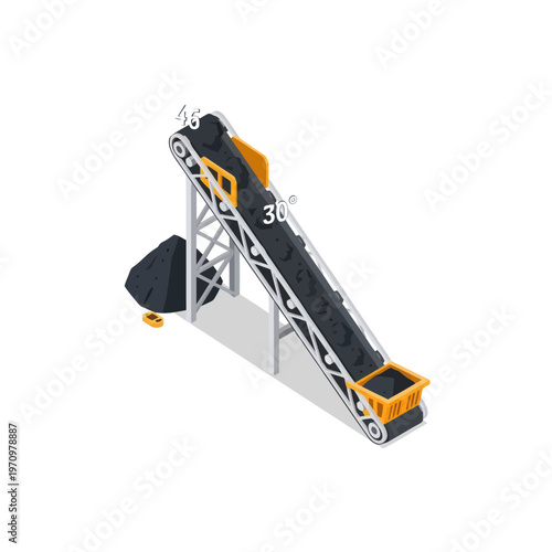 Isometric Conveyor Belt System for Mining and Material Handling.