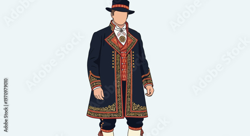 Man in Traditional Norwegian Bunad Costume