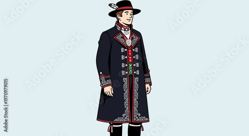 Man in Traditional Norwegian Bunad Costume