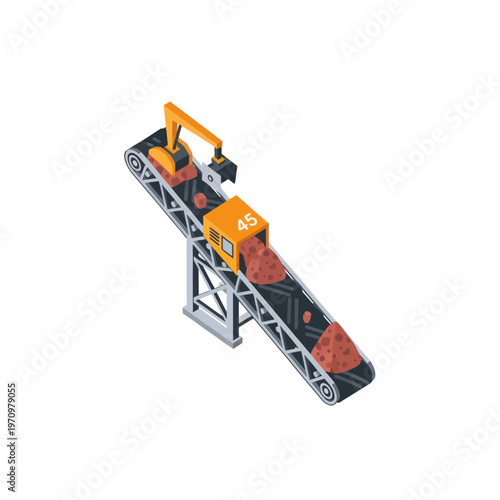 Isometric Conveyor Belt System with Materials.