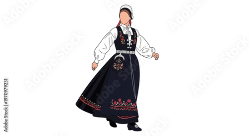 Norwegian Traditional Costume Illustration