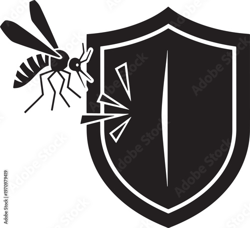 Mosquito attacking shield defense insect repellent protection shield barrier against bugs disease vector science defense system shield protection