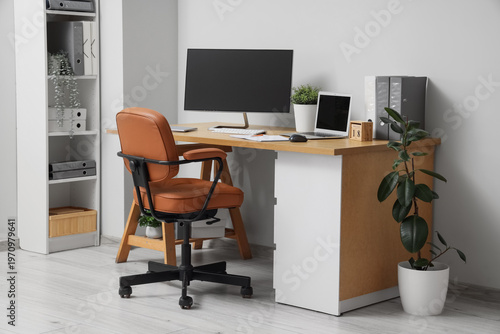 Interior of light office wi...