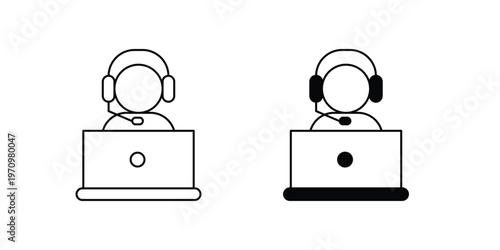 Helpdesk set icon with white background vector stock illustration