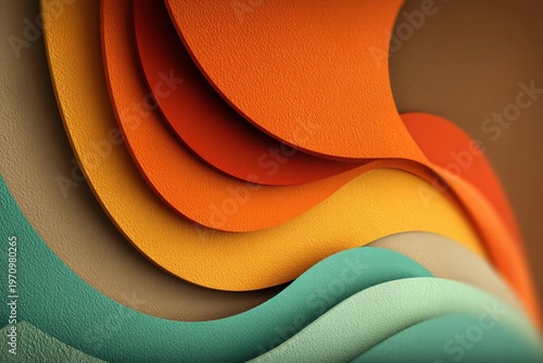 Calm paper cut landscape with neutral layers and accent color