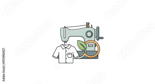 Sewing Machine with Green Shirt.