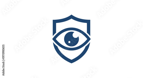 Shield with eye logo symbol icon.