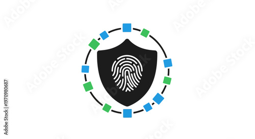 Shield with fingerprint and circuit.