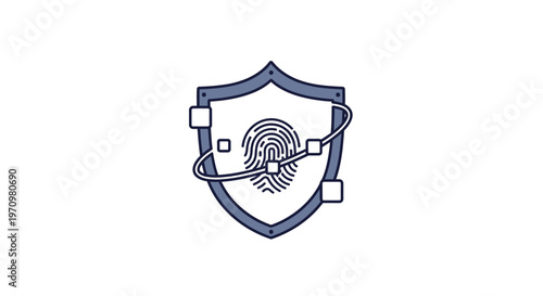 Shield with fingerprint and lock.