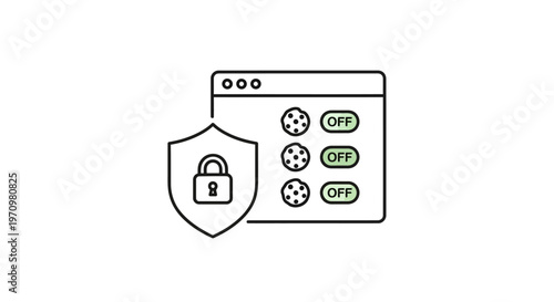 Shield with lock and computer settings.