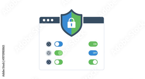 Shield with lock on computer screen.