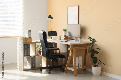 Modern workplace with compu...