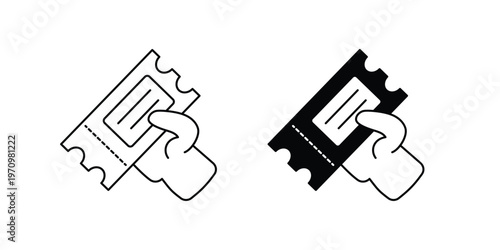 Ticketing set icon with white background vector stock illustration