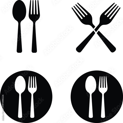 Black and white image of cutlery and plates