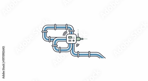 Industrial Pipe System With Valve.