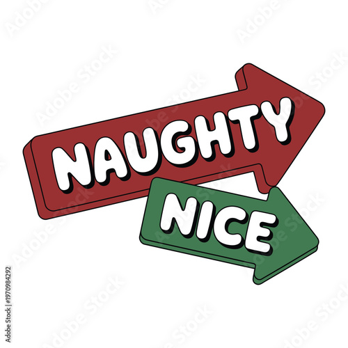 A playful illustration of naughty and nice directional signs