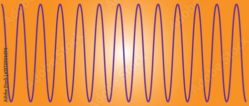 Purple Waveform Audio Signal Pattern On Orange Gradient Background With Radiant Center