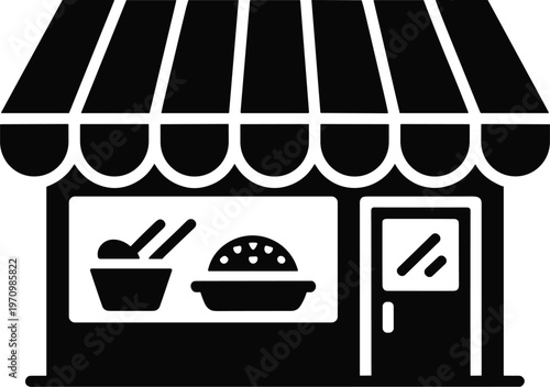 Mexican food storefront icon with food display