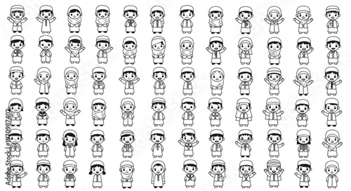 Collection of pixel art characters in various poses and expressions for game design.