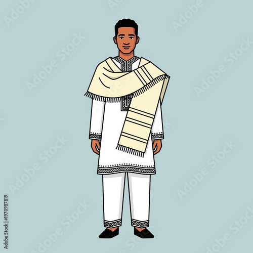 Man in Traditional Ethiopian Clothing