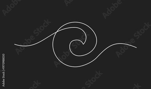 Tableau sur toile Abstract Continuous Line Spiral Wave Graphic Design on Dark Background