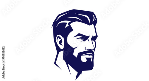 Stylized profile illustration of a bearded man's head