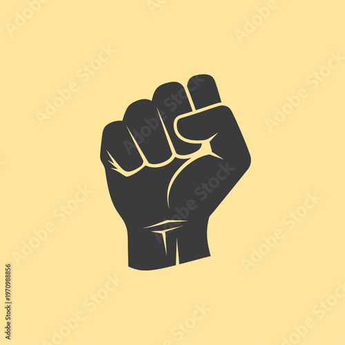 Raised clenched fist symbolizing power, protest, and revolution