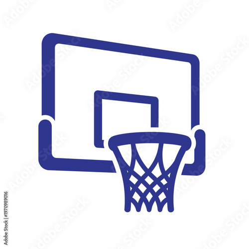 Minimalist blue basketball hoop and backboard icon