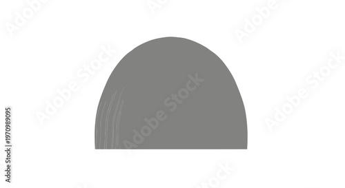 Grey semicircle shape on white background with black borders