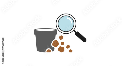 Feces Poop Pellets Magnifying Glass Examination.