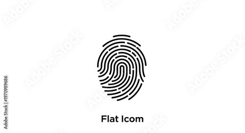 Fingerprint Icon Flat Design Style.