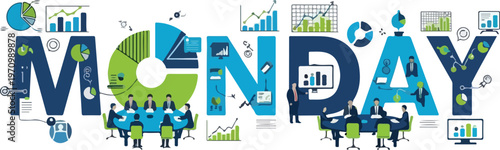Monday Momentum Dynamic Visual Representation of Weekly Business Kickoff, Strategic Meetings, and Data Analysis for Productive Operations