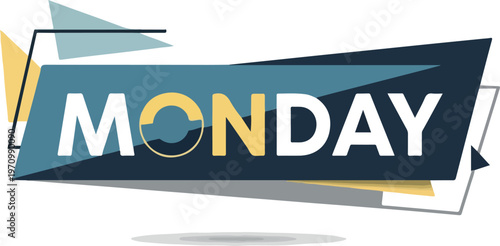 Modern abstract banner graphic highlighting 'MONDAY' in bold, clean typography, symbolizing the fresh start of a new week, renewed energy, and daily inspiration. Perfect for motivational content