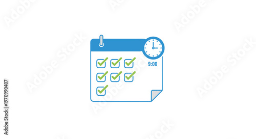 Checklist with clock on paper.