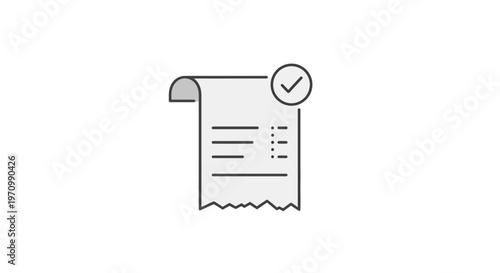 Checkmarked receipt paper document icon.