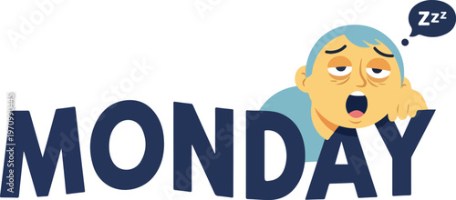 A visibly exhausted individual yawns widely, portraying the universal struggle and overwhelming sleepiness associated with the start of the dreaded Monday work week