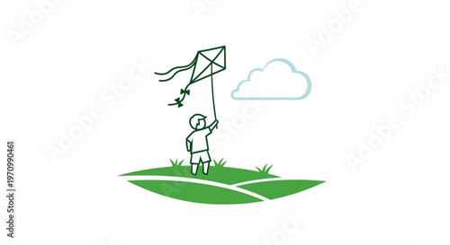 Child flying a kite outdoors.