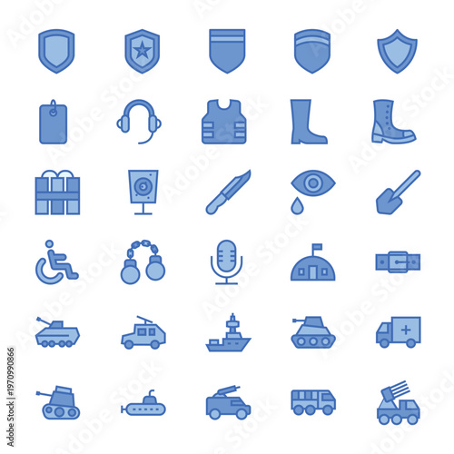 Filled Color Outline icons for Army & Military