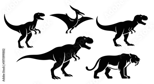 Prehistoric Animals Silhouettes Set: Dinosaurs and Ancient Creatures Collection