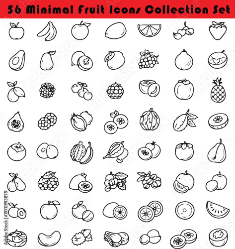 Minimal Fruit Vector Icon Set – 100 Clean Outline Icons Collection