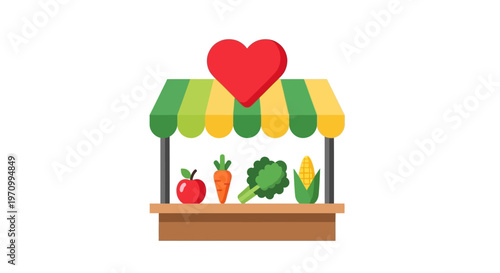 Colorful vegetable market food stand.