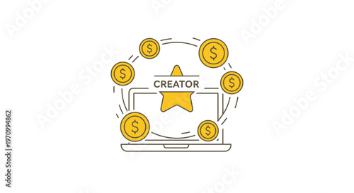 Creator Laptop with Money Concept.