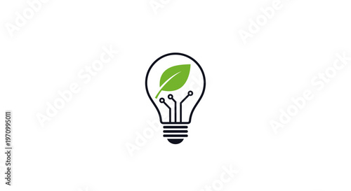 Eco friendly light bulb with leaf.